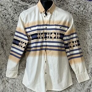 90's Express Rider Button Long Sleeve Shirt South Western Aztec Rodeo Cowboy L